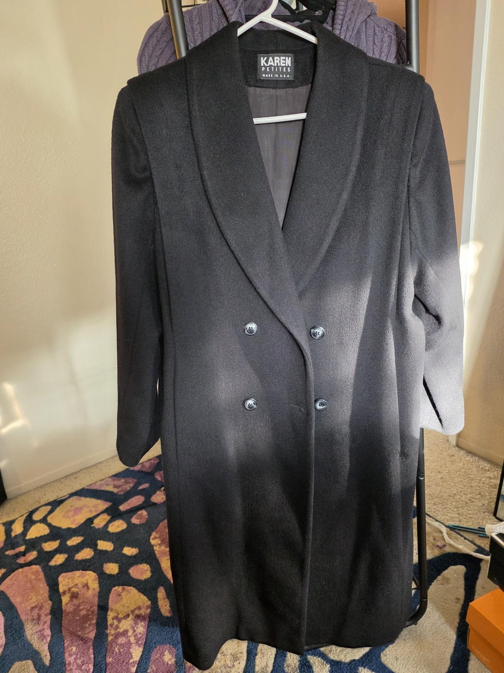 Karen Millen Black Double-Breasted Wool Coat
